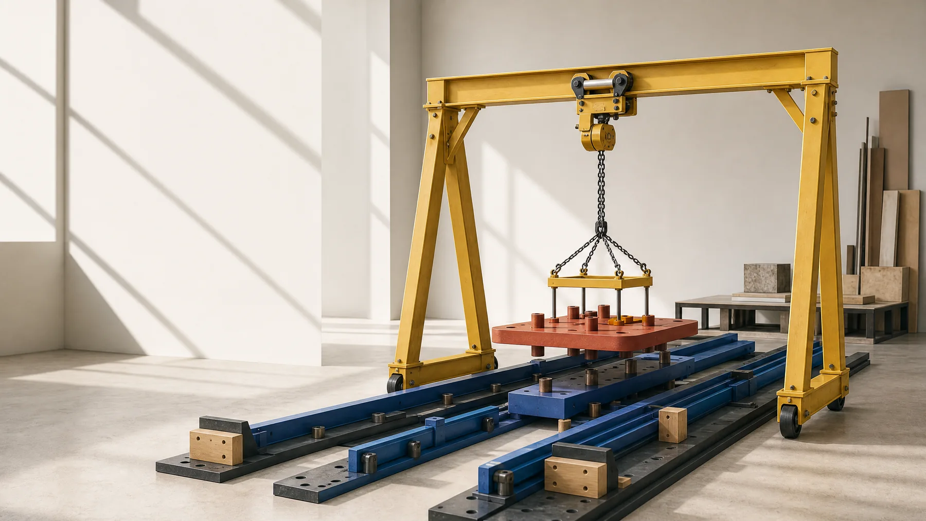 Physical release module lowered onto deployment rails
